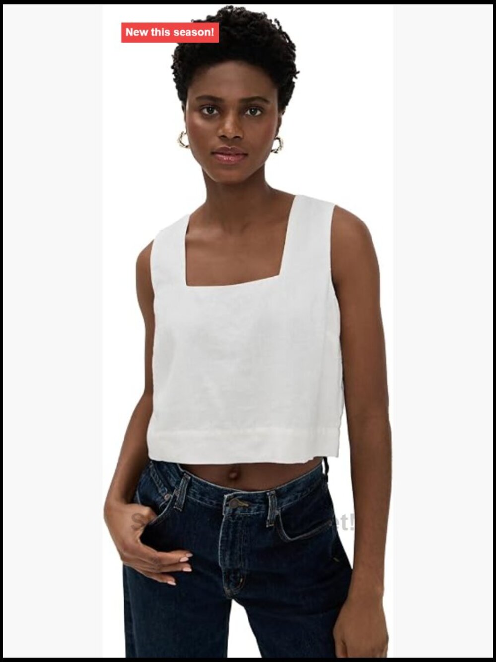 Rails Akira Linen Square Neck Sleeveless Crop Tank Top